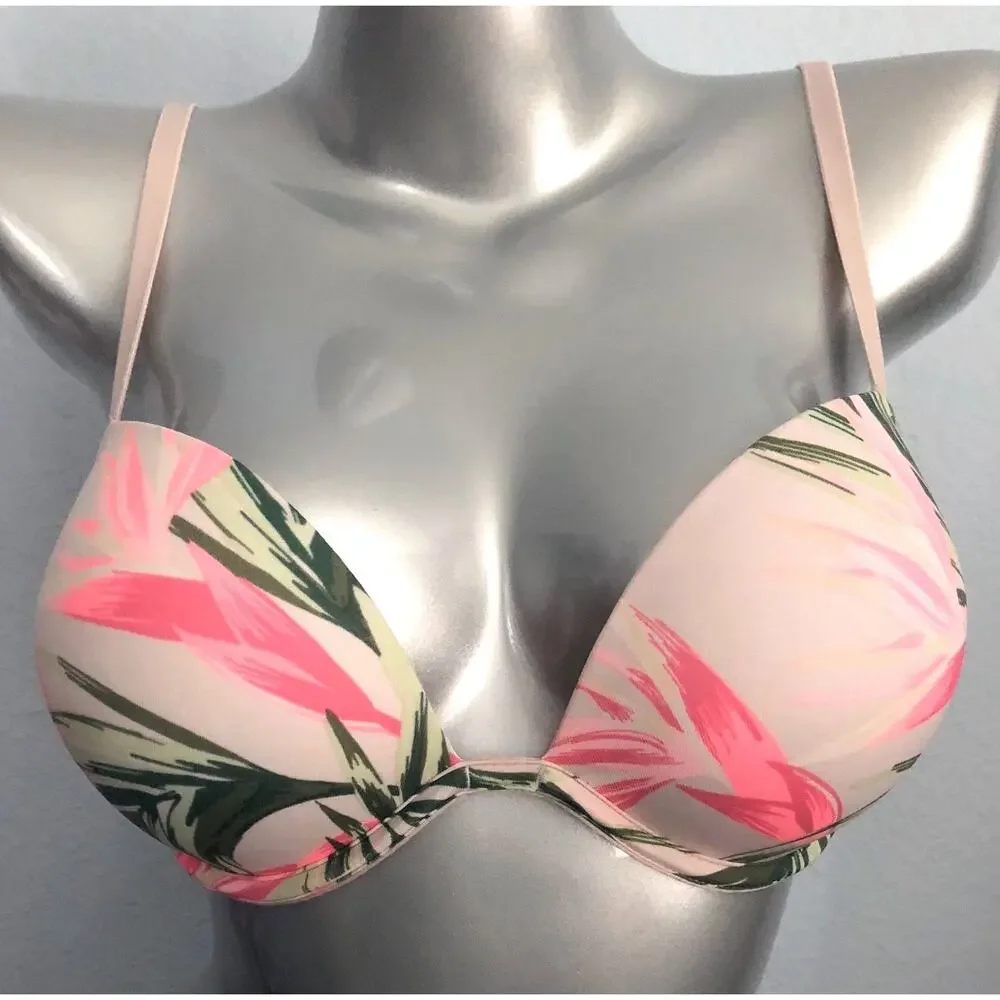 PINK Victoria's Secret Palm Cocoon Super Push Up VS Wear Everywhere Bra 32DD